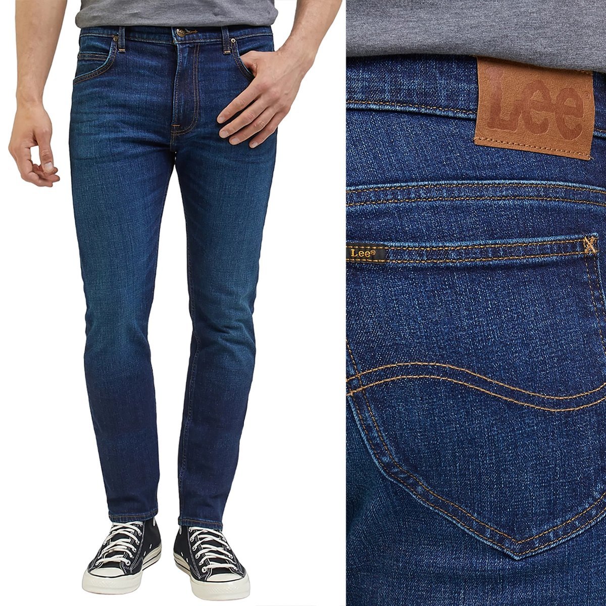 Lee RIDER SLIM Hero DżINS lekko dopasowane ciemne spodnie jeansowe W33 L34