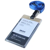 Identyfikatory - Identyfikator holder na smyczy przezroczysty – 86x54mm NIEBIESKI / Dezhi - miniaturka - grafika 1