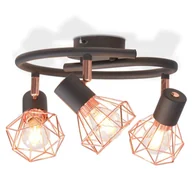 Lampy sufitowe - vidaXL Lampa sufitowa z 3 żarówkami E14, czarno-miedziana - miniaturka - grafika 1