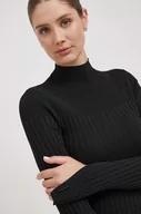 Swetry damskie - Calvin Klein sweter damski kolor czarny lekki z półgolfem - miniaturka - grafika 1