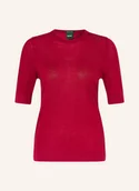 Swetry damskie - Boss Dzianinowa Koszulka Farbella rot - BOSS - miniaturka - grafika 1