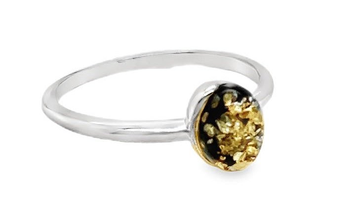 Pierścionek DELIKATNY srebrny BURSZTYN SREBRO ROZMIAR 12 OWAL ZIELONY FILM