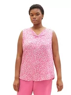 Bluzki damskie - TOM TAILOR Damski bluzka plussize 1035965, 31745 - Pink Geo Design, 50 Duże rozmiary - miniaturka - grafika 1