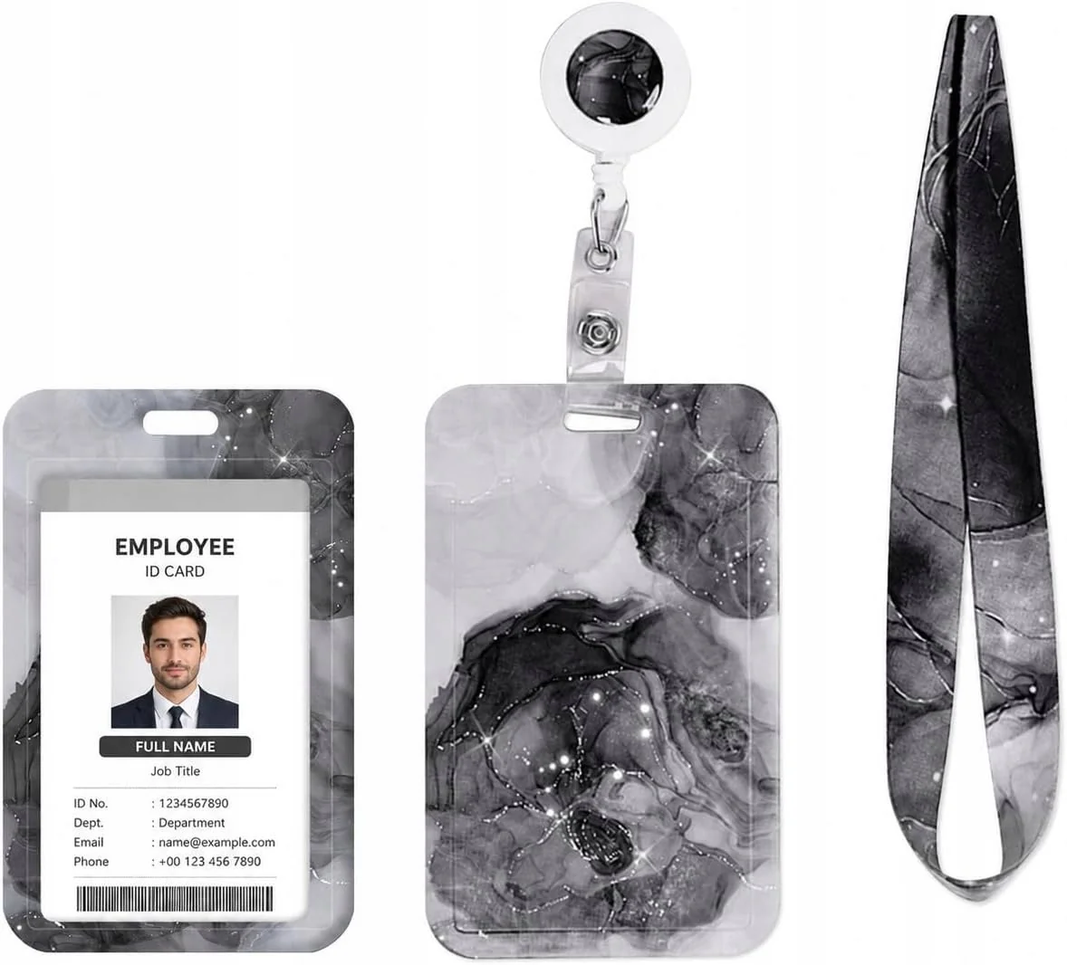 UCHWYT NA IDENTYFIKATOR PIONOWY MARMUROWY ELEGANCKI SMYCZ ETUI KARTA