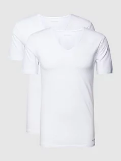 Koszulki męskie - T-shirt z dekoltem w serek - grafika 1