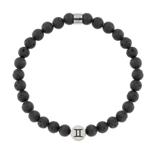 Bransoletka męska znak zodiaku czarna lawa wulkaniczna Bliźnięta - Manoki - Bransolety męskie - miniaturka - grafika 1