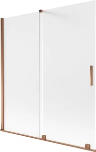 Mexen Velar parawan nawannowy 2-skrzydłowy rozsuwany 150 x 150 cm, szron, różowe złoto - 896-150-000-31-60 - Parawany nawannowe - miniaturka - grafika 1