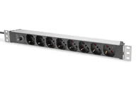 Rozgałęźniki - Digitus Socket strip with aluminum profile and back-up fuse, 8-way Italian output, 2 m cable IEC C14 plug - miniaturka - grafika 1