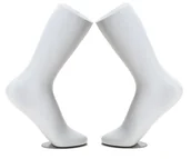 Manekiny wystawowe - zestaw 2 sztuk - nogawka do prezentacji skarpet tenisowych, trampek ozdobna nogawka w kolorze białym z magnetyczną płytką mocującą ozdobna stopka ze stojakiem, manekin - nogawka sklepowa - miniaturka - grafika 1