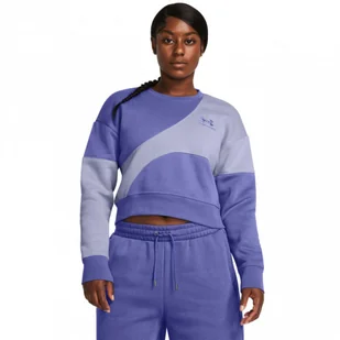 Damska bluza dresowa nierozpinana bez kaptura Under Armour Essential Fleece Crop Crew - fioletowa - UNDER ARMOUR - Bluzy sportowe damskie - miniaturka - grafika 1