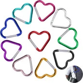 Łańcuchy i liny stalowe - Zestaw 10 karabińczyków w kształcie serca, małe kolorowe aluminiowe karabińczyki do kluczy, karabińczyki w kształcie serca, odpowiednie na kemping. - miniaturka - grafika 1