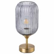 Lampy stojące - Polux Loftowa LAMPA biurkowa SUFFOLK 318886 szklana LAMPKA plisowana tuba stołowa sypialniana przydymiona 318886 - miniaturka - grafika 1