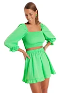 Koszule damskie - Trendyol Damska koszula z regularną tkaną dwuczęściową, Jasnozielony, 38 - miniaturka - grafika 1