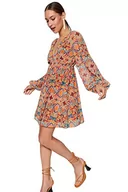 Sukienki - Trendyol Damska sukienka mini Shift o regularnym kroju, pomarańczowa, 34, pomarańczowy, 60 - miniaturka - grafika 1