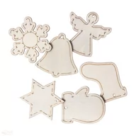 Ozdoby bożonarodzeniowe - DREWNIANE ZAWIESZKI ŚWIĄTECZNE 6 SZT. - miniaturka - grafika 1