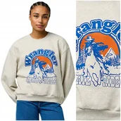 Bluzy damskie - Wrangler OVERSIZED SWET Oat Mele luźna bluza bawełniana damska z logo L - miniaturka - grafika 1