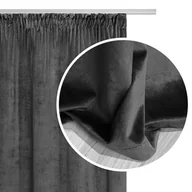 Zasłony - Grafitowa Zasłona Welurowa Na Taśmie 140x300 Velvet Soft - miniaturka - grafika 1