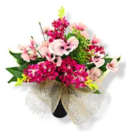 Sztuczne kwiaty - BUKIET WKŁAD DO WAZONU KWIATY STROIK NA CMENTARZ GRÓB POMNIK WZÓR WIOSENNY - miniaturka - grafika 1