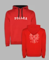 Bluzy męskie - BLUZA Z KAPTUREM ORZEŁ NA PLECACH NAPIS POLSKA Z PRZODU Czerwony XXL - miniaturka - grafika 1