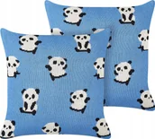 Kołdry i poduszki dla dzieci - Beliani 2 poduszki dla dzieci bawełniane w pandy 45 x 45 cm niebieskie TALOKAN - miniaturka - grafika 1