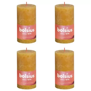 Bolsius Rustykalne świece pieńkowe Shine, 6 szt., 130x68 mm, miodowe Sfeerpunt - Świece - miniaturka - grafika 1