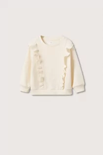 Bluzy damskie - Mango Kids Kids bluza bawełniana dziecięca Lolab kolor biały gładka - grafika 1