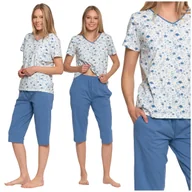 Piżamy damskie - Piżama Damska Dwuczęściowa Moraj T-Shirt Krótki Rękaw 3/4 Spodnie M - miniaturka - grafika 1
