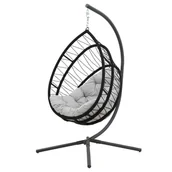 Fotele ogrodowe wiszące - Naterial Fotel  wiszący kokon Ovo składany kosz szary - miniaturka - grafika 1