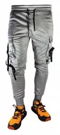 Spodnie męskie - Spodnie dresowe bojówki szare r.XL - miniaturka - grafika 1