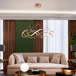 Schuller Valencia Żyrandol LED Molly, pilot, Ø80cm, różowe złoto - Lampy sufitowe - miniaturka - grafika 1