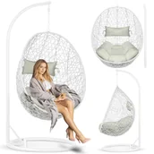 Fotele ogrodowe wiszące - Sofotel, fotel wiszący bujany ogrodowy Brava kosz huśtawka kokon biały - miniaturka - grafika 1