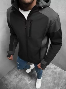 KURTKA SOFTSHELL PRZEJŚCIOWA MĘSKA Z KAPTUREM CZARNA OZONEE JS/HM190/1 - Ozonee - Kurtki męskie - miniaturka - grafika 1
