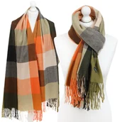 Apaszki i szaliki damskie - DUŻY PIĘKNY CIEPŁY SZAL SZALIK  W KRATKĘ - SZA-H-9749-7 - miniaturka - grafika 1