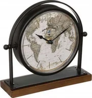 Zegary - Atmosphera Zegarek retro na komodę Flavia, tarcza z mapą świata, wys. 20 cm - miniaturka - grafika 1