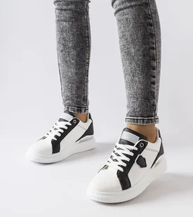 Biało-czarne sneakersy ze srebrnym akcentem Via-39 - Sneakersy damskie - miniaturka - grafika 1