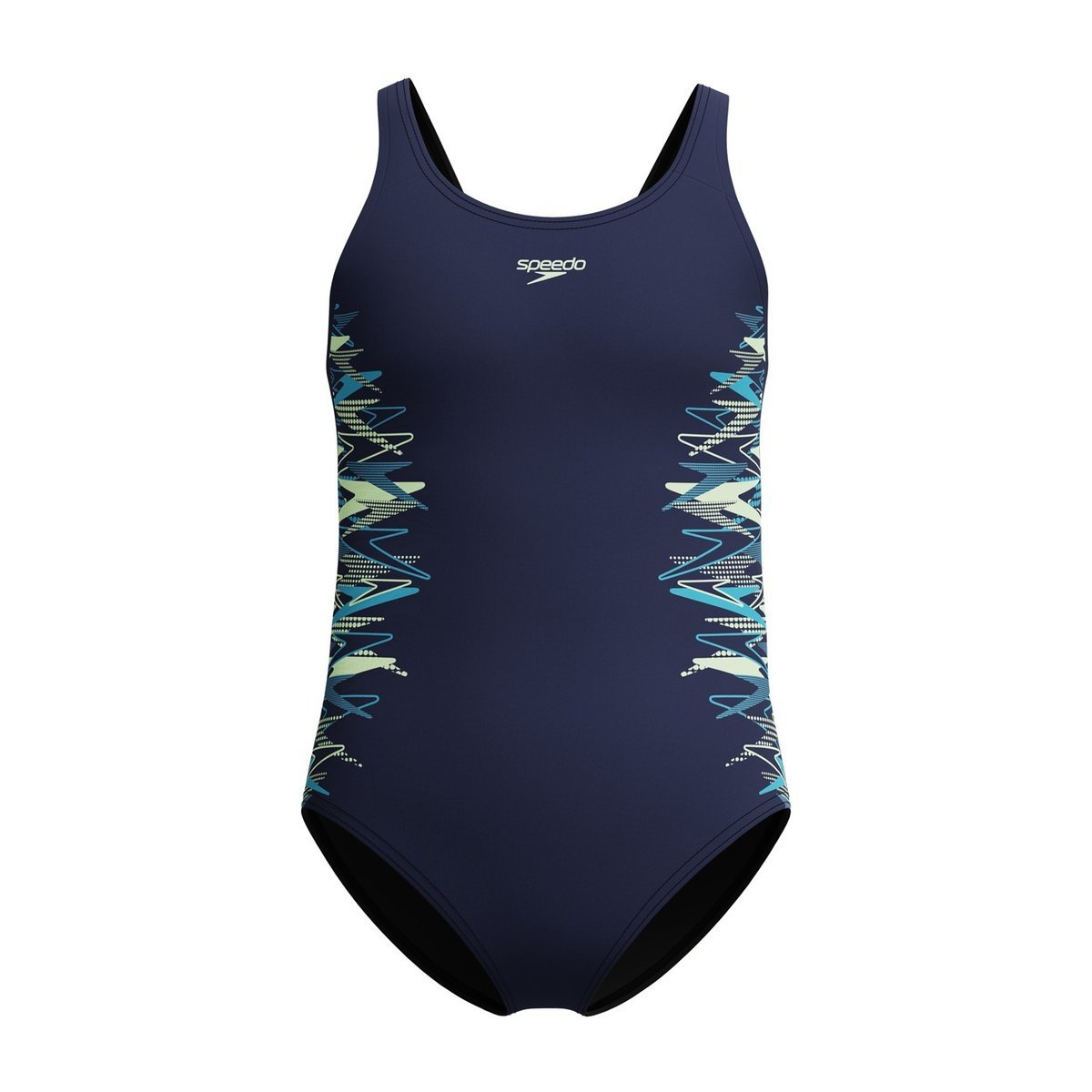 Dziecięcy Strój Kąpielowy Jednoczęściowy Speedo Placement Muscleback NAVY/GREEN Rozmiar 7-8