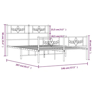 Metalowa rama łóżka z wezgłowiem i zanóżkiem, czarna, 140x200cm Lumarko! - Łóżka - miniaturka - grafika 8