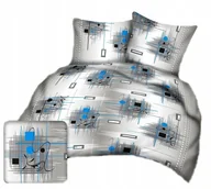 Pościel - pościel bawełna lux 220x220 + 2 poszewka B 291-1 gra niebieska - miniaturka - grafika 1