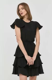 Twinset sukienka z domieszką jedwabiu kolor czarny mini rozkloszowana - Sukienki - miniaturka - grafika 1