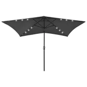 Parasole ogrodowe - vidaXL Parasol z lampkami LED, na stalowym słupku, antracyt, 2x3 m 313788 - miniaturka - grafika 1