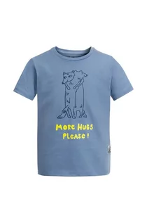 Koszulki dla dziewczynek - Jack Wolfskin t-shirt bawełniany dziecięcy MORE HUGS kolor niebieski z nadrukiem - grafika 1