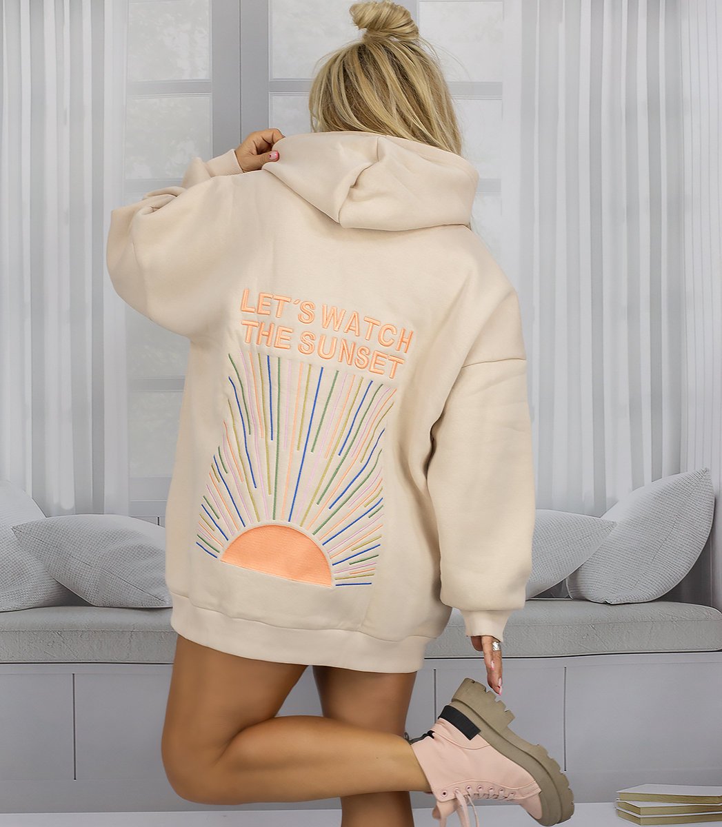 Długa bluza oversize UNISEX haftowany nadruk z kapturem