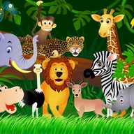 Fototapety - Fototapeta zwierzęta dżungli zielonym,żółtymIbrązowym - 360 x 254 cm - SANDERS & SANDERS - miniaturka - grafika 1