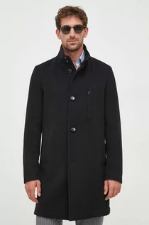 Płaszcze męskie - BOSS płaszcz wełniany kolor czarny przejściowy - Boss - grafika 1