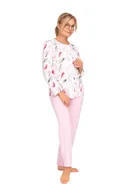 Piżamy damskie - PIŻAMA DAMSKA L RÓŻOWA ROZPINANA DŁUGI RĘKAW DŁUGIE SPODNIE BAWEŁNIANA - miniaturka - grafika 1