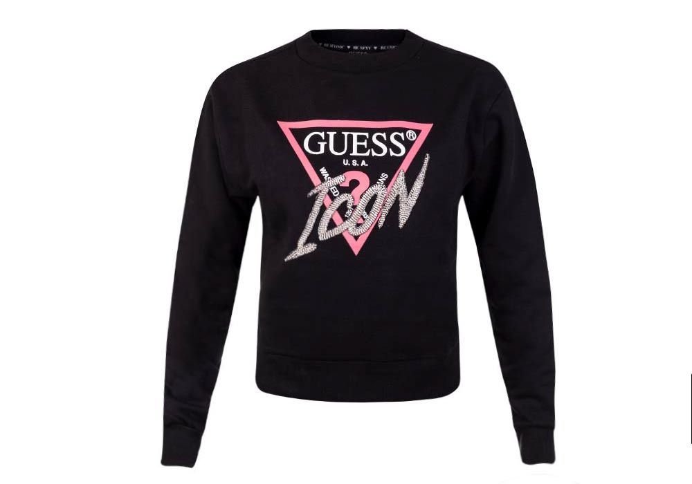 GUESS BLUZA DAMSKA ICON FLEECE BLACK W1RQ04K68I0 JBLK - Rozmiar: S