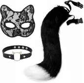 Dodatki do strojów karnawałowych - Przebranie lisa, maska i ogon, opaska na szyję, maska koronkowa - miniaturka - grafika 1
