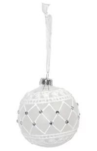 Bombka, biało-szara, 8x8x8 cm - Bombki - miniaturka - grafika 1