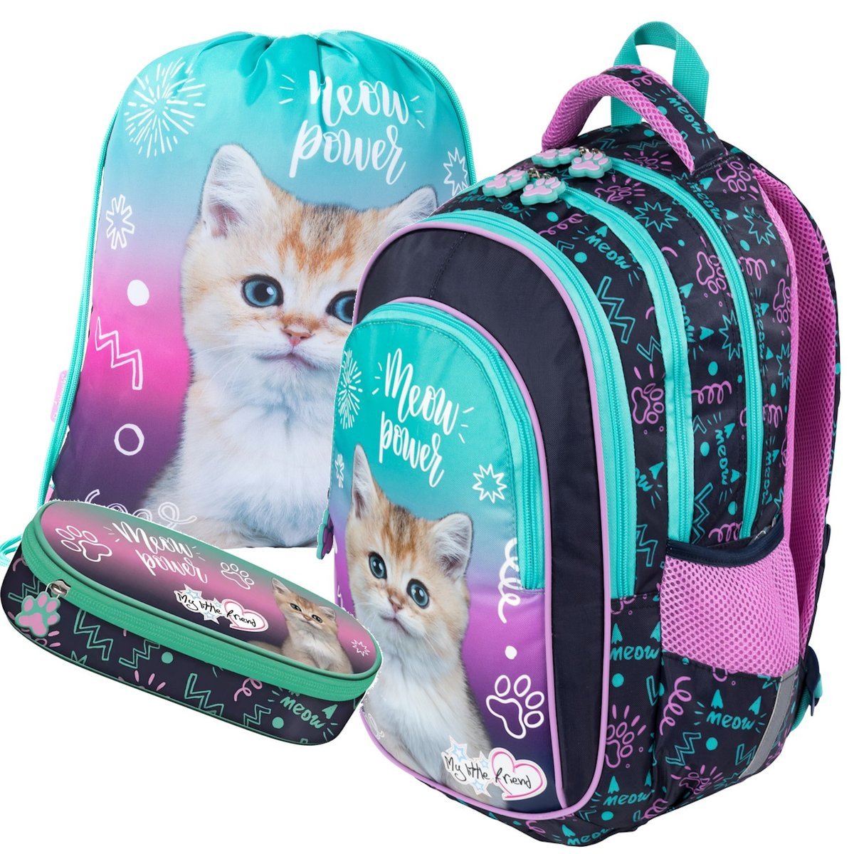 ZESTAW Szkolny Plecak Tornister My Little Friend Kotek Kitty Party