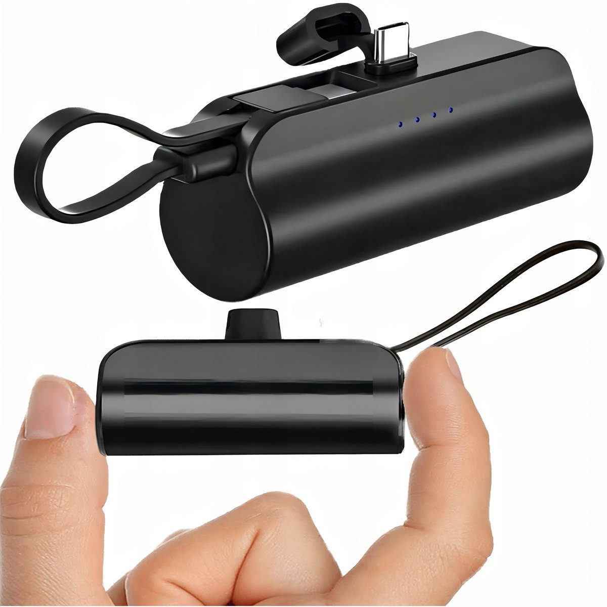 5000mAh Mały KIESZONKOWY Power Bank USB-C +Lightning Czarny
